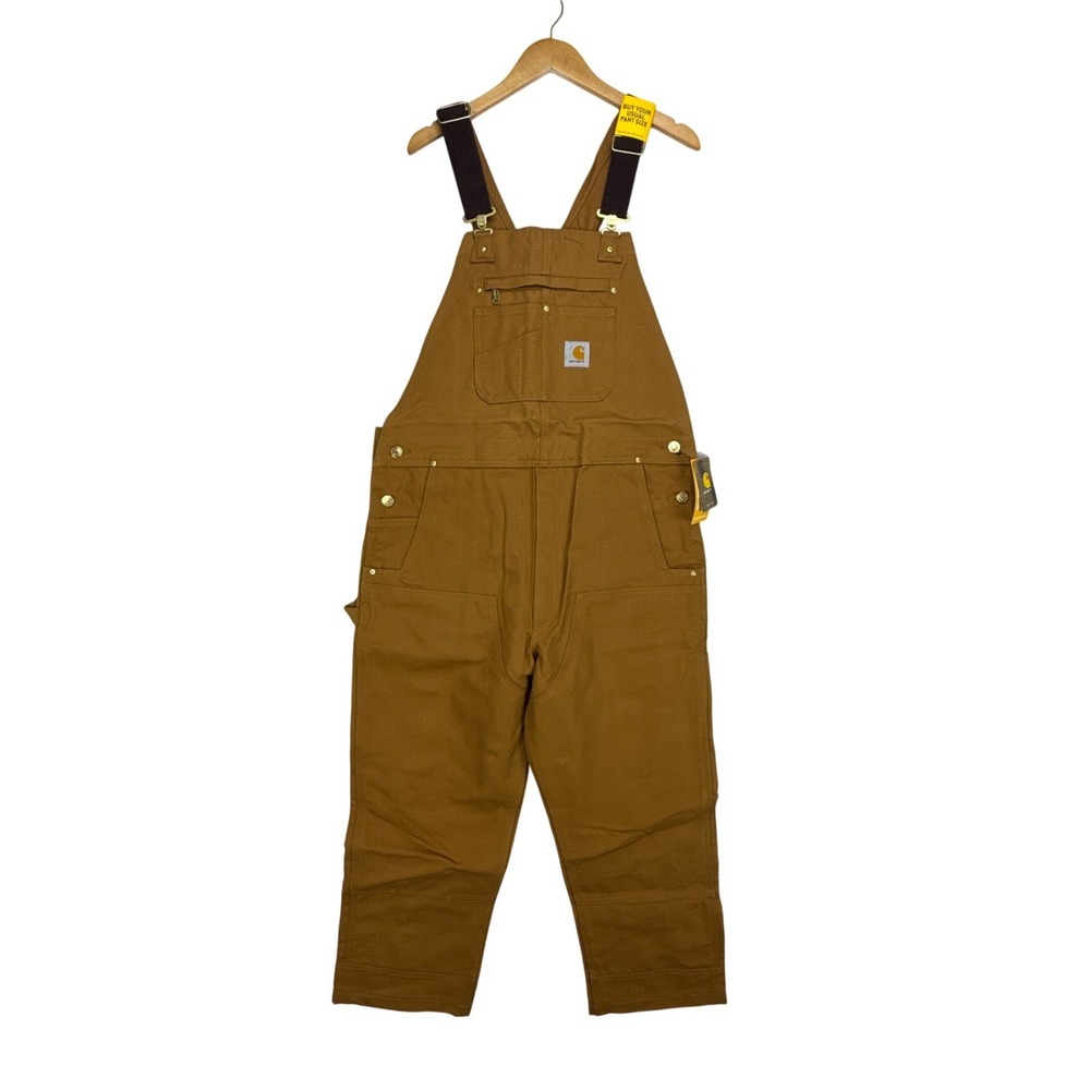 Carhartt R01 Duck Bib Overalls Double Front Chap Knee Pads Mens 38x28 NWT NOS - Picture 2 of 16